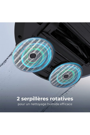 Robot aspirateur laveur avec collecteur de poussière Noir