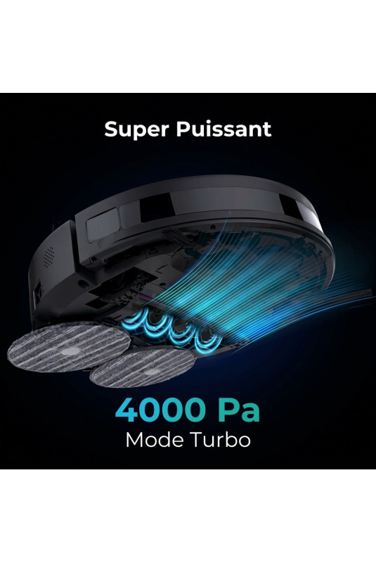 Robot aspirateur laveur avec collecteur de poussière Noir