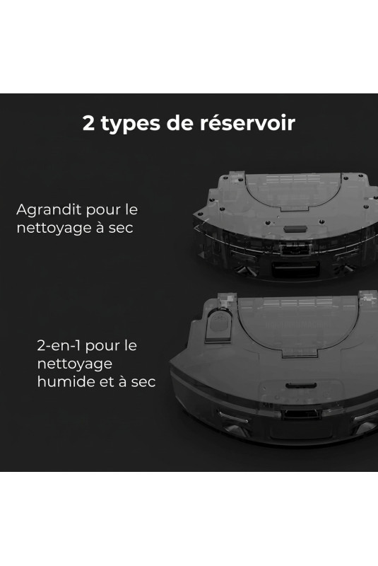 Robot aspirateur laveur avec collecteur de poussière Noir