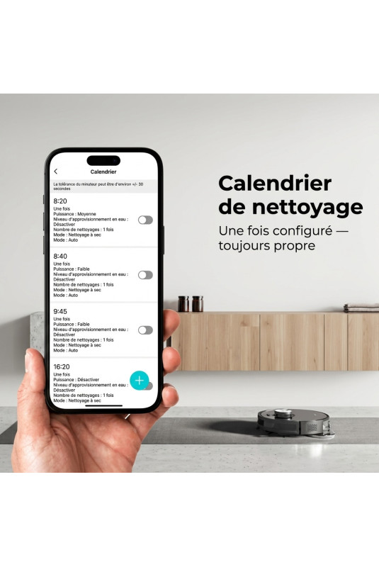 Robot aspirateur laveur avec collecteur de poussière Noir
