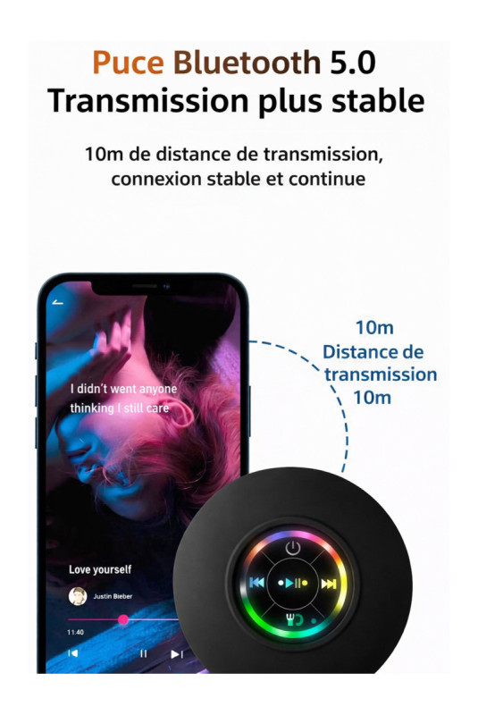 Mini enceinte Bluetooth étanche 8 x 8 x 4 cm