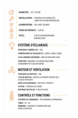 Ventilateur LED 2 en 1