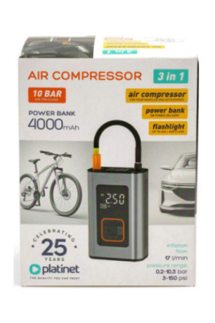 Compresseur d'air portable 3-en-1 80 x 48 x 125 mm