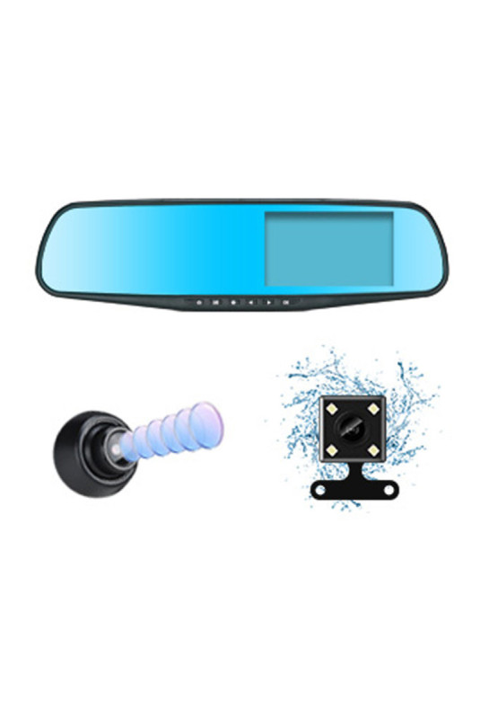 Grand rétroviseur double HD 1080P 4,3 pouces