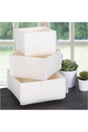 Ensemble de rangement de bureau en feutre (3 pièces) - Crème