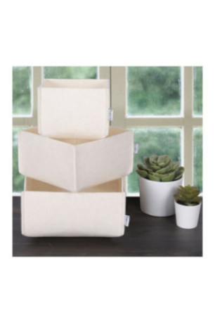 Ensemble de rangement de bureau en feutre (3 pièces) - Crème