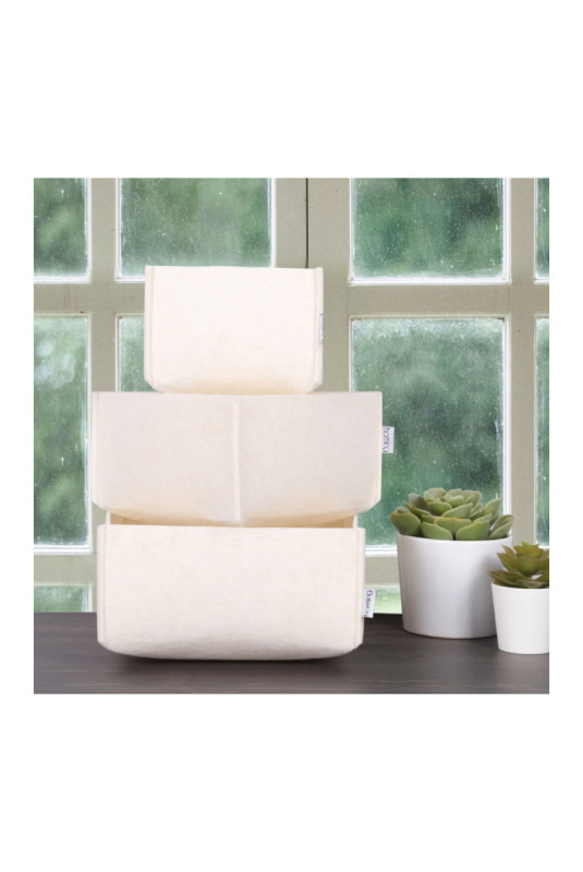 Ensemble de rangement de bureau en feutre (3 pièces) - Crème