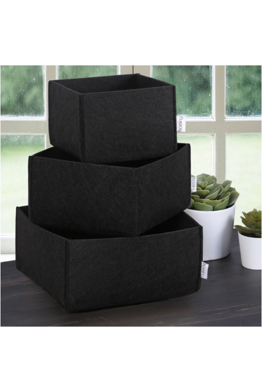Ensemble de rangement de bureau en feutre (3 pièces) - Noir