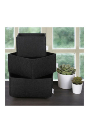 Ensemble de rangement de bureau en feutre (3 pièces) - Noir
