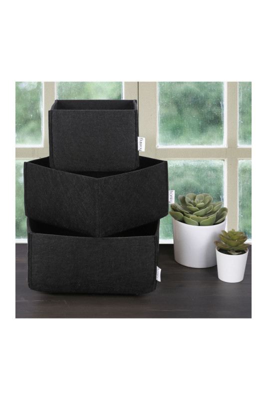 Ensemble de rangement de bureau en feutre (3 pièces) - Noir