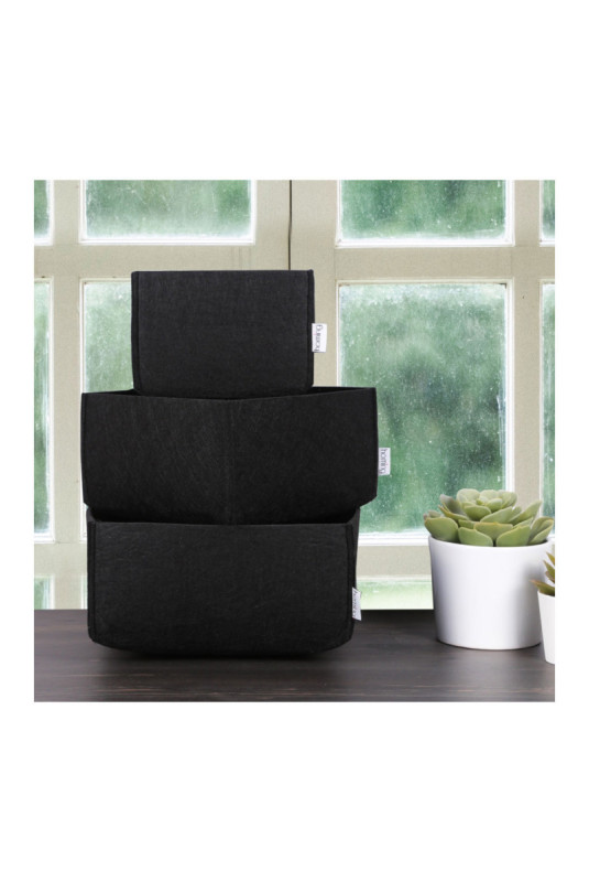 Ensemble de rangement de bureau en feutre (3 pièces) - Noir
