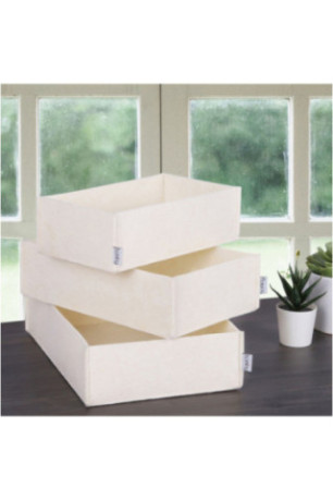 Ensemble de rangement de bureau en feutre (3 pièces) - Crème