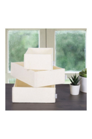 Ensemble de rangement de bureau en feutre (3 pièces) - Crème