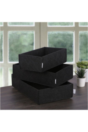 Ensemble de rangement de bureau en feutre (3 pièces) - Noir