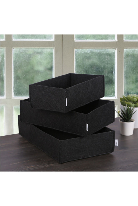 Ensemble de rangement de bureau en feutre (3 pièces) - Noir