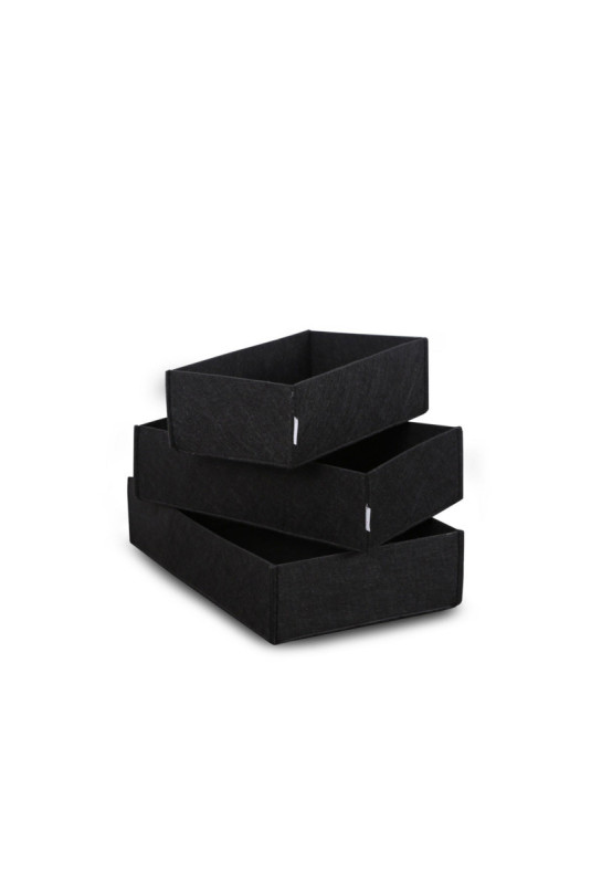 Ensemble de rangement de bureau en feutre (3 pièces) - Noir