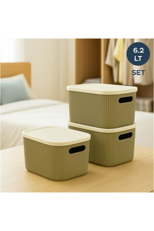 Ensemble de boîtes de rangement (3 pièces) - Vert