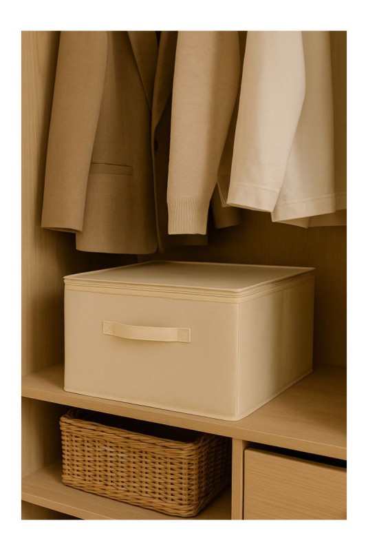 Boîte de rangement en feutre - Crème