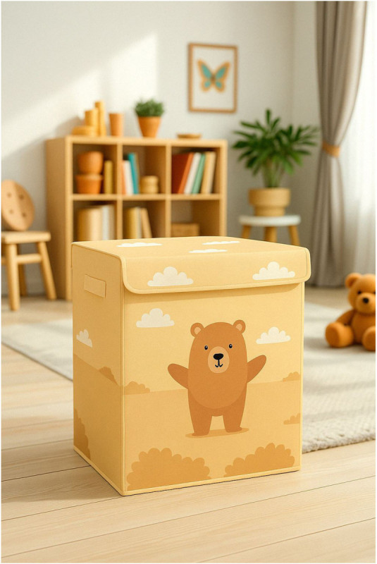 Boîte de rangement en feutre - Marron Beige Blanc