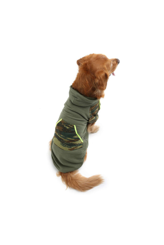 Sweat à capuche pour chien - Kaki