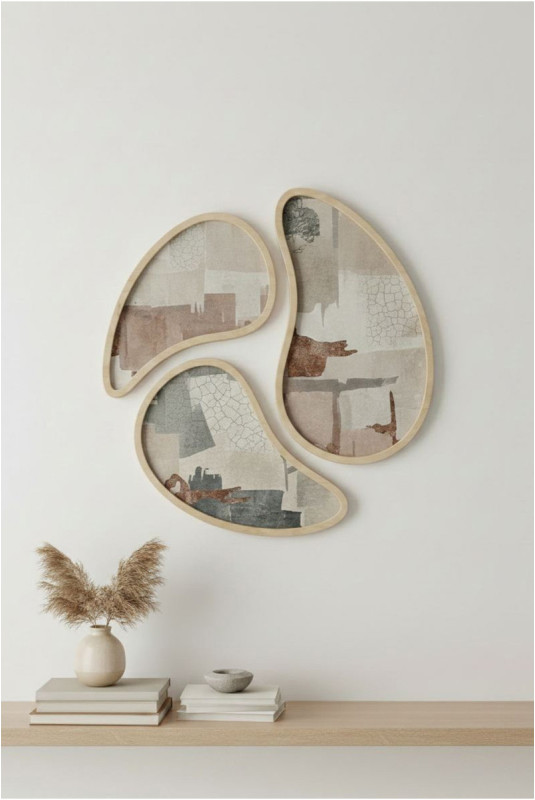 Tableau décoratif encadré en MDF (3 pièces) - Multicolore