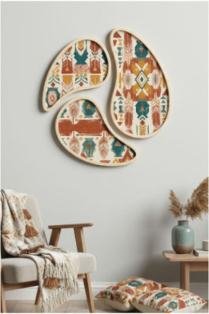 Tableau décoratif encadré en MDF (3 pièces) - Multicolore