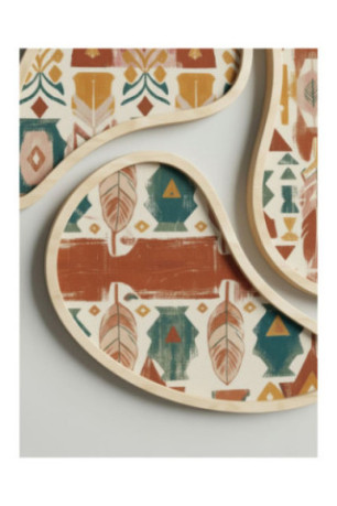 Tableau décoratif encadré en MDF (3 pièces) - Multicolore