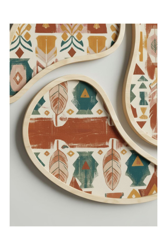 Tableau décoratif encadré en MDF (3 pièces) - Multicolore
