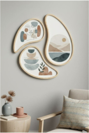 Tableau décoratif encadré en MDF (3 pièces) - Multicolore