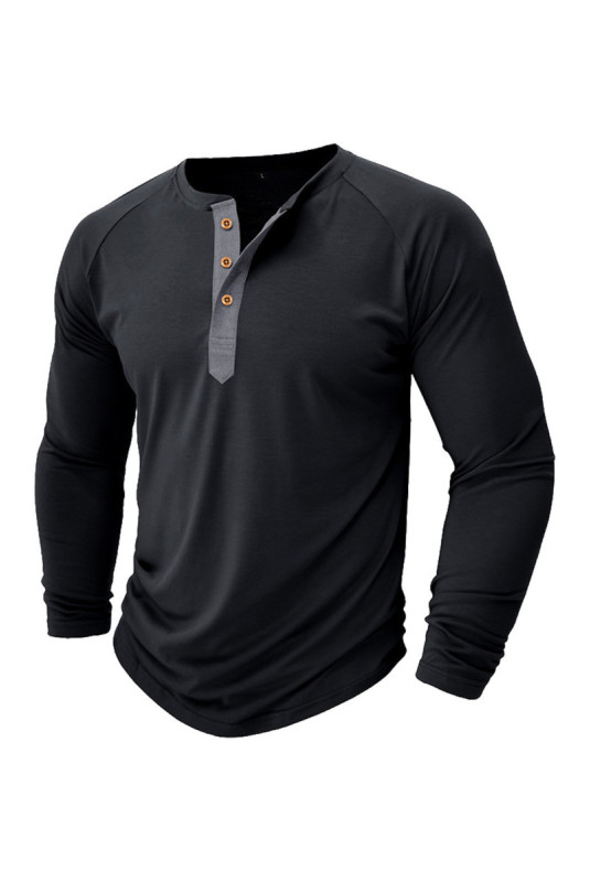 T-shirt à manches longues Col boutonné - Black