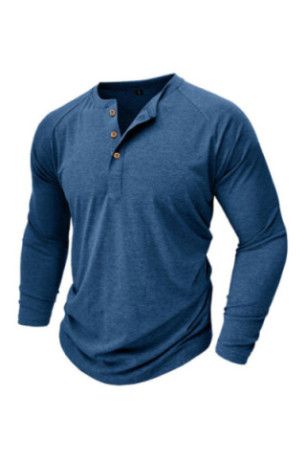 T-shirt à manches longues Col boutonné - Blue