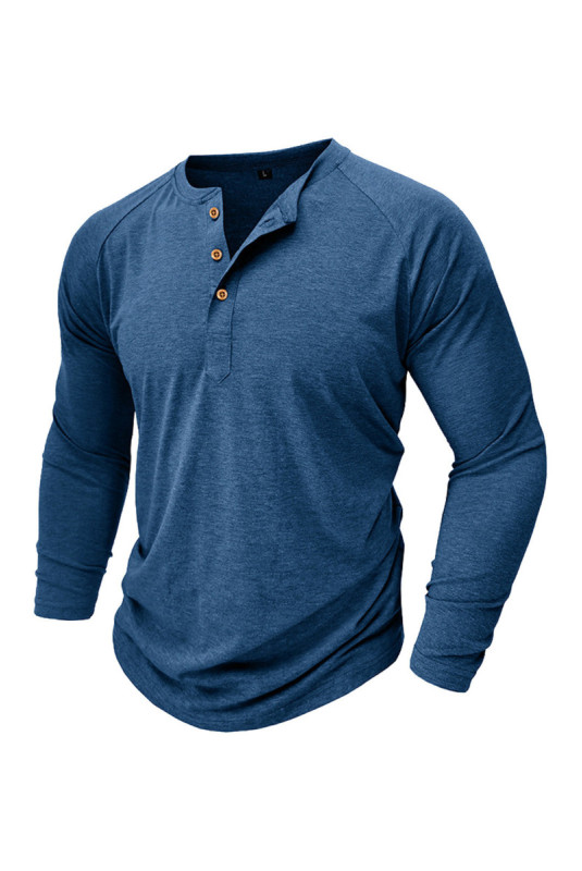 T-shirt à manches longues Col boutonné - Blue