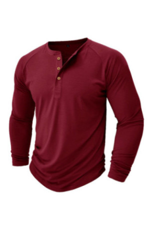 T-shirt à manches longues Col boutonné - Burgundy