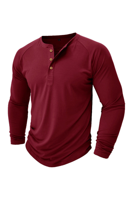 T-shirt à manches longues Col boutonné - Burgundy