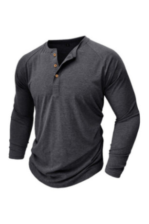 T-shirt à manches longues Col boutonné - Dark grey