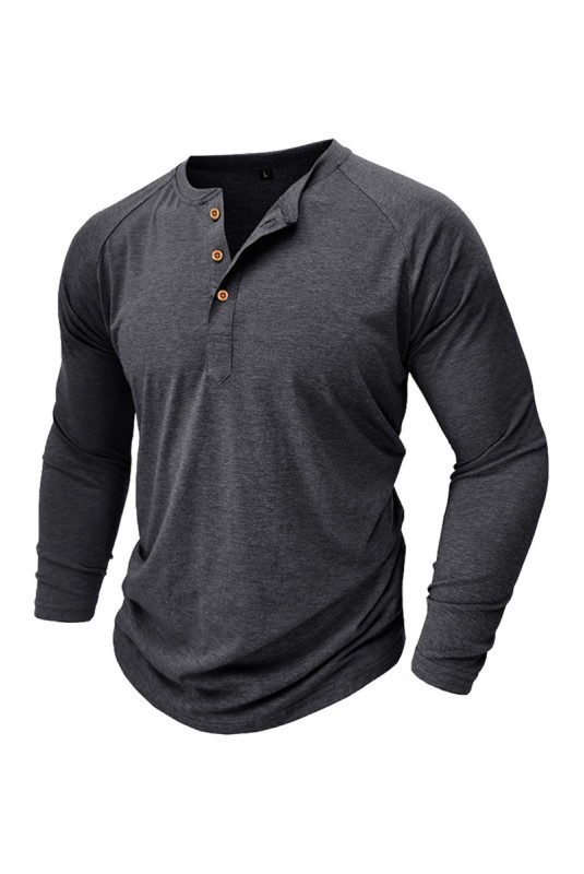 T-shirt à manches longues Col boutonné - Dark grey