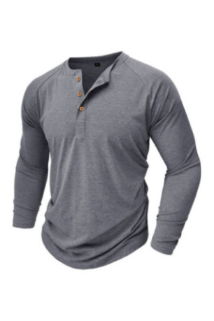 T-shirt à manches longues Col boutonné - Light grey