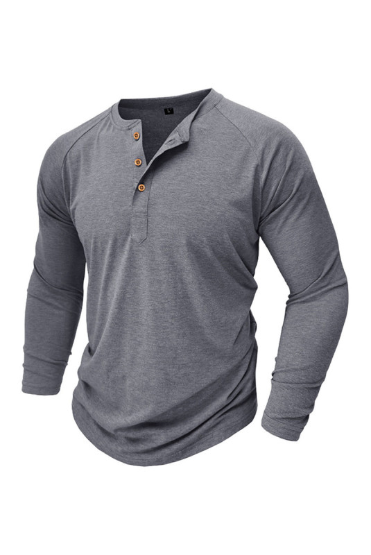 T-shirt à manches longues Col boutonné - Light grey