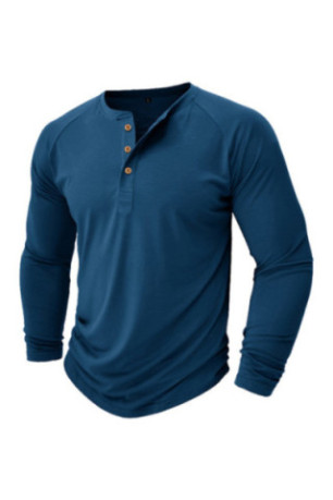 T-shirt à manches longues Col boutonné - Navy blue