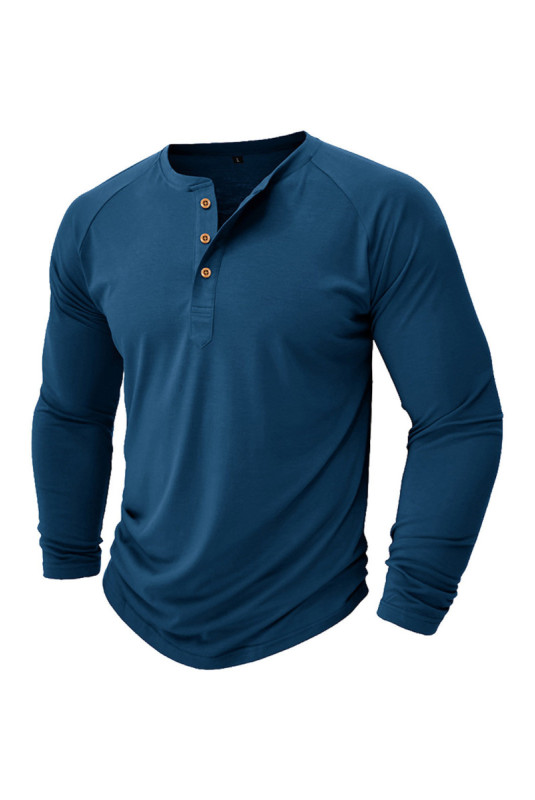 T-shirt à manches longues Col boutonné - Navy blue
