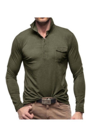 T-shirt à manches longues Col polo - Army green