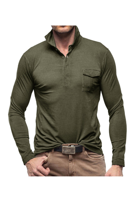 T-shirt à manches longues Col polo - Army green