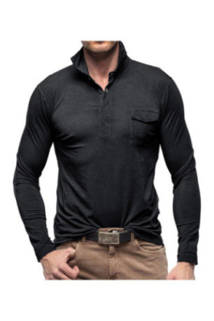 T-shirt à manches longues Col polo - Black