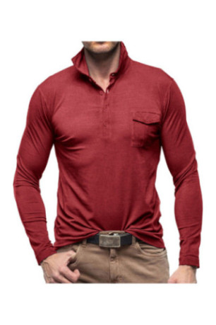 T-shirt à manches longues Col polo - Burgundy