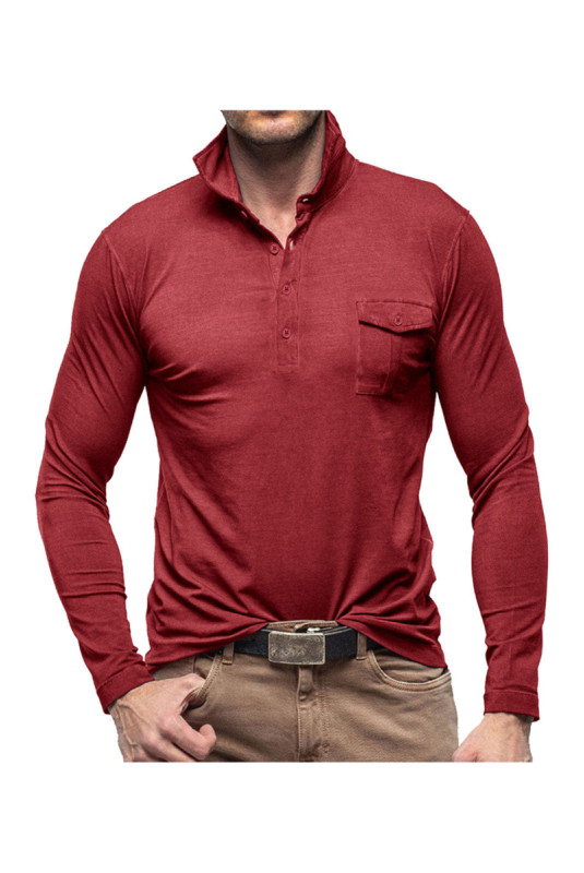 T-shirt à manches longues Col polo - Burgundy
