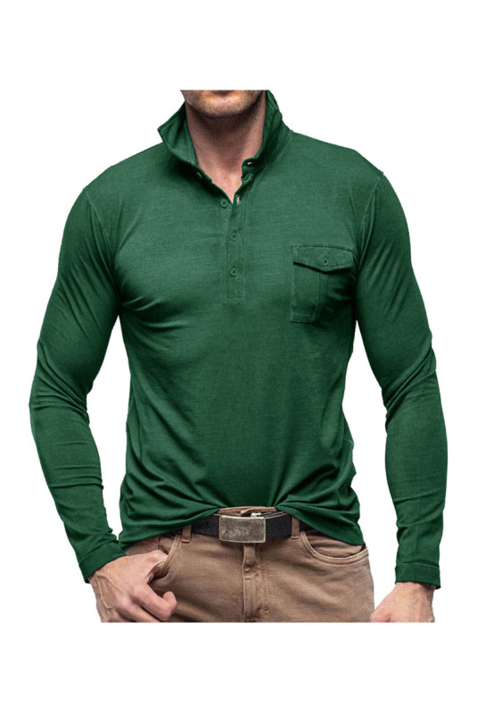T-shirt à manches longues Col polo - Dark green