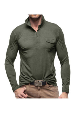 T-shirt à manches longues Col polo - Grey