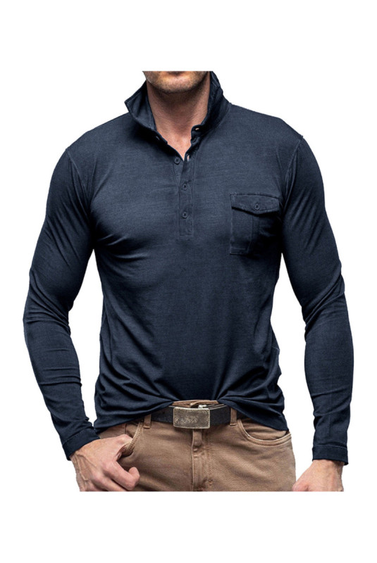 T-shirt à manches longues Col polo - Royal blue