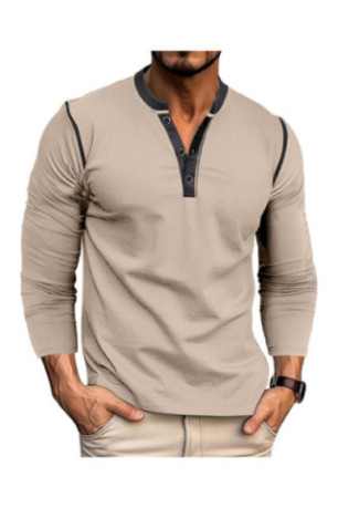 T-shirt à manches longues Col boutons - Khaki