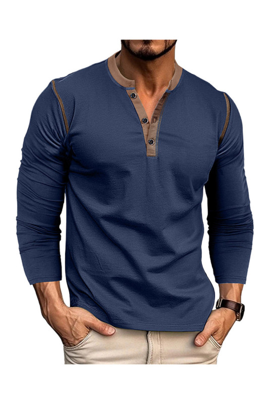 T-shirt à manches longues Col boutons - Royal blue